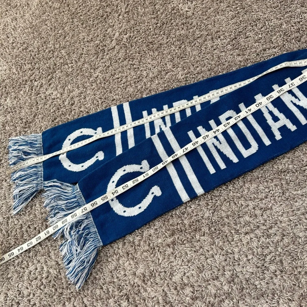 Indianapolis Colts NFL Knit Scarf Blue White Horseshoe Logo Fan Gear 60 Inch